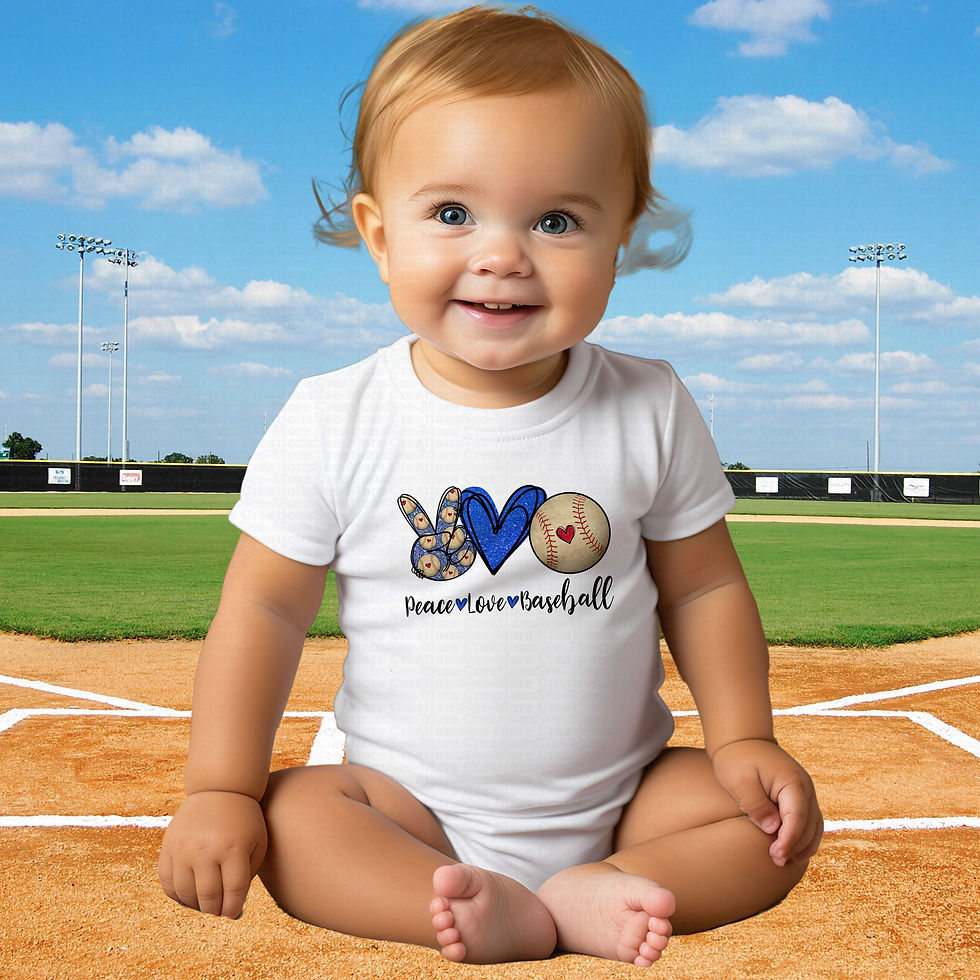 Thumbnail: Peace Love Baseball #4 Girls Glitter Print Baseball Bodysuit