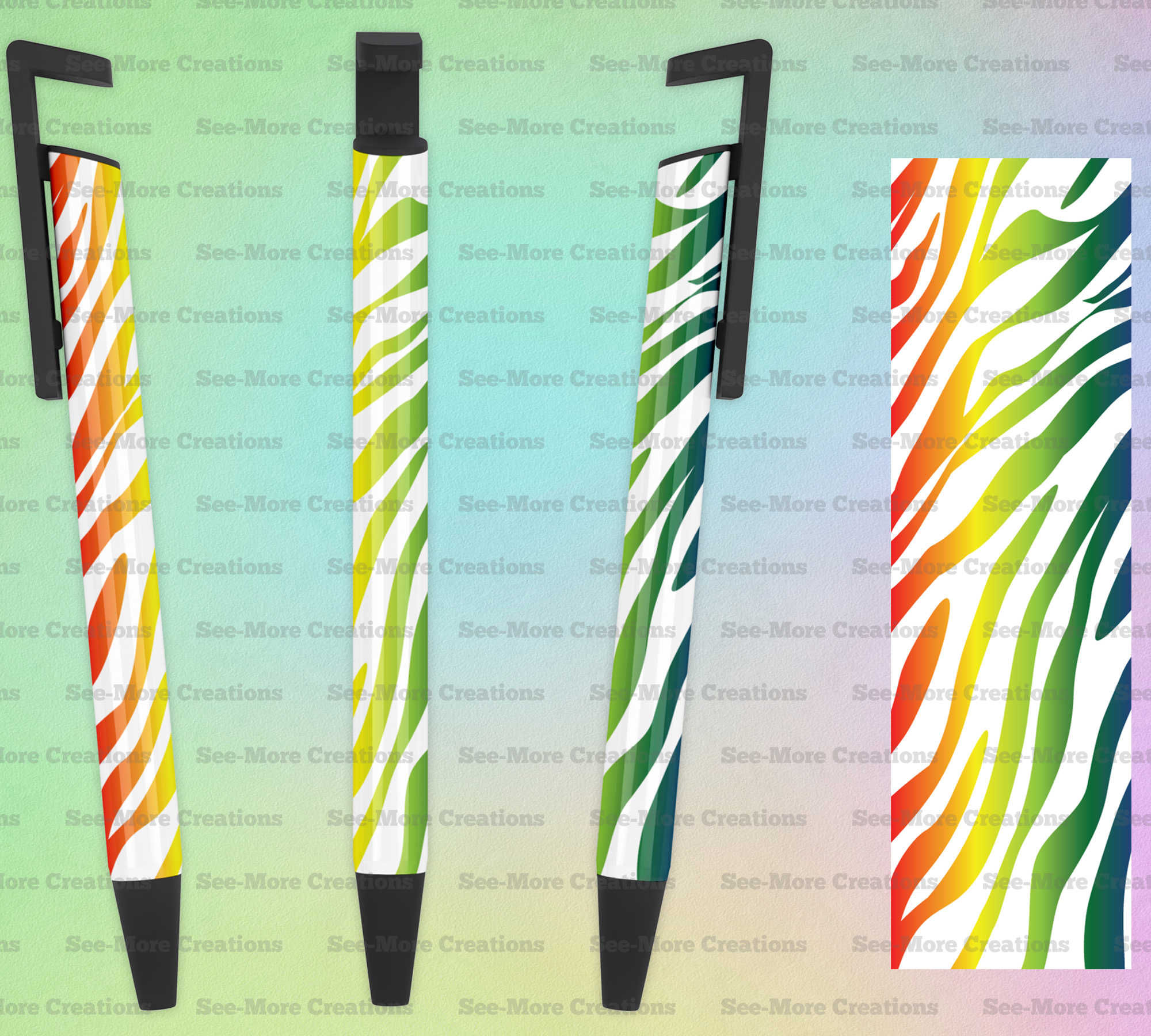 Zebra Print #5 Rainbow & White Pen