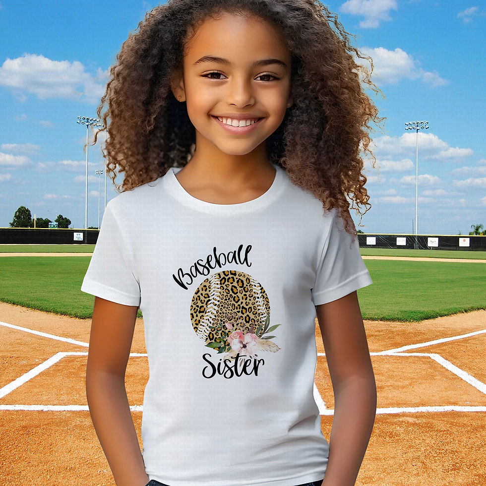 Thumbnail: Baseball Sister #2 Girls Leopard Print Baseball Shirt