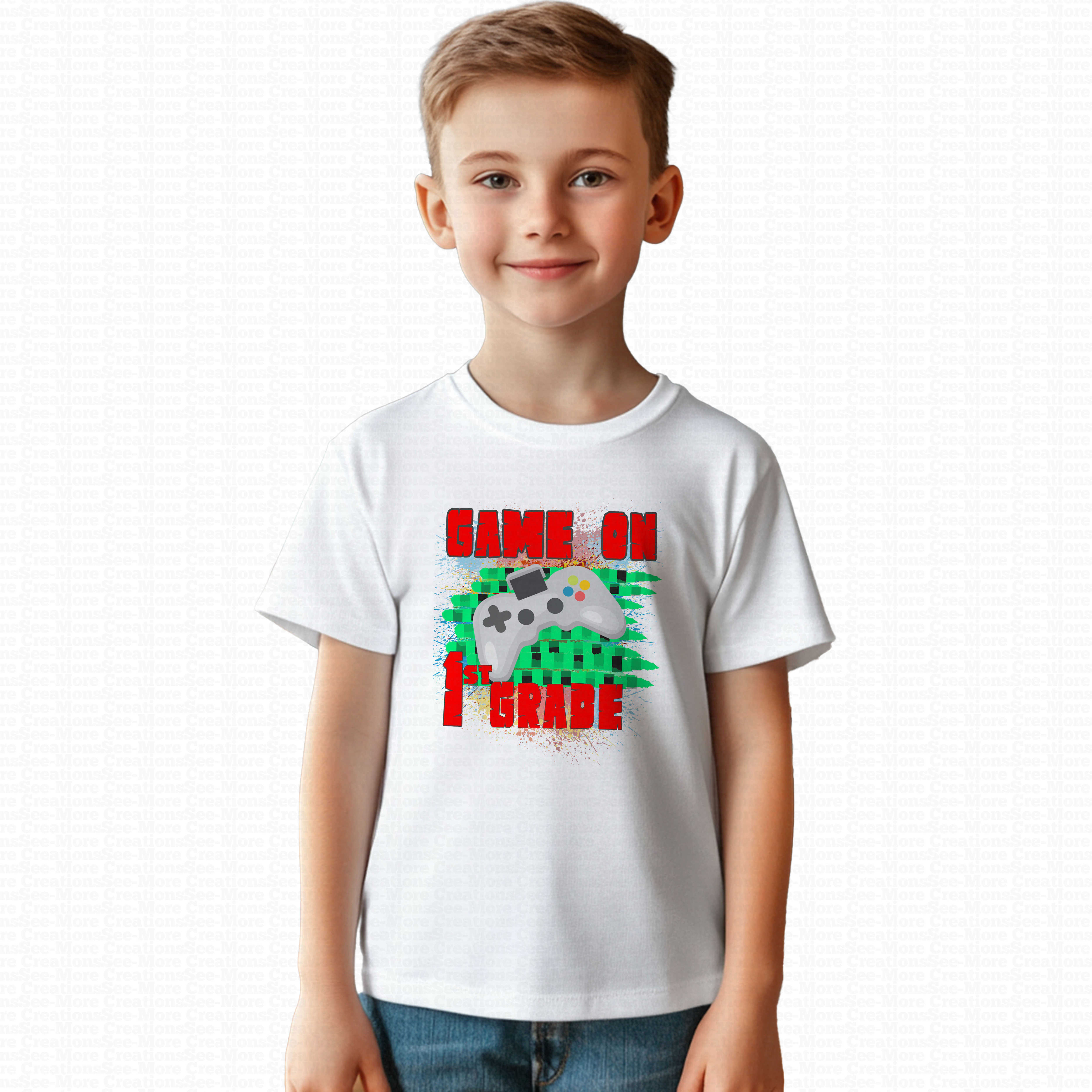 Game On First Grade #1 Boys Or Girls School Shirt