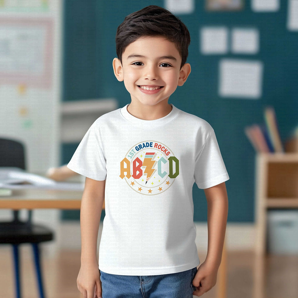 Miniatyrbild: First Grade Rocks #1 Boys AB/CD School Shirt
