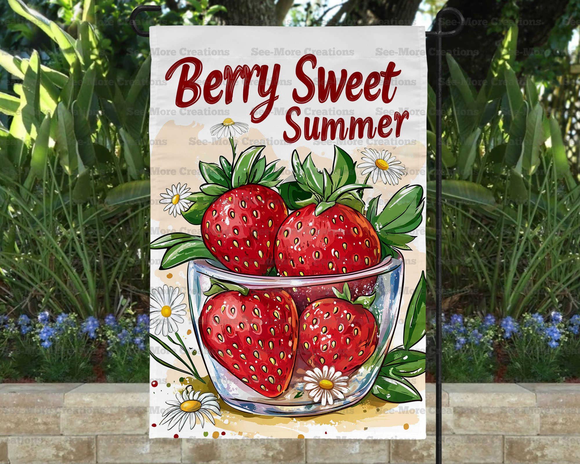 Berry Sweet Summer #4 Strawberries Garden Flag