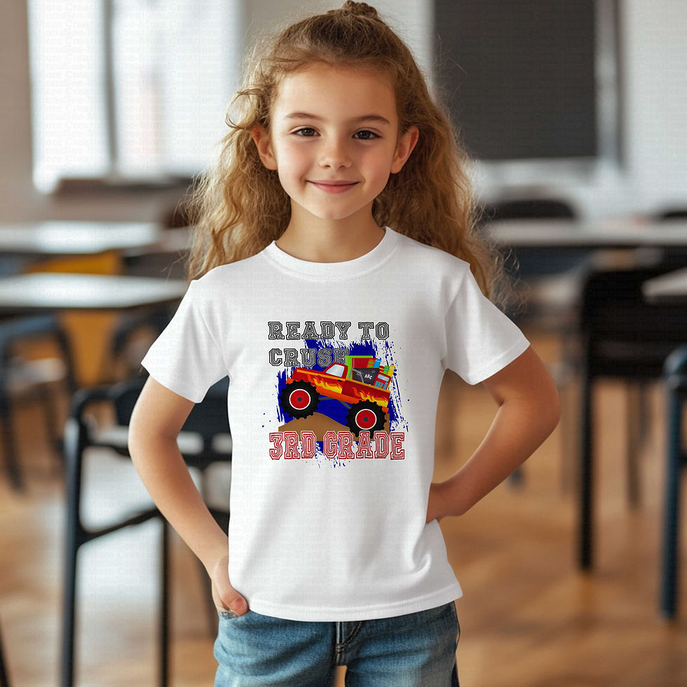 Thumbnail: Ready To Crush Third Grade #1 Boys Or Girls Monster Truck School Shirt