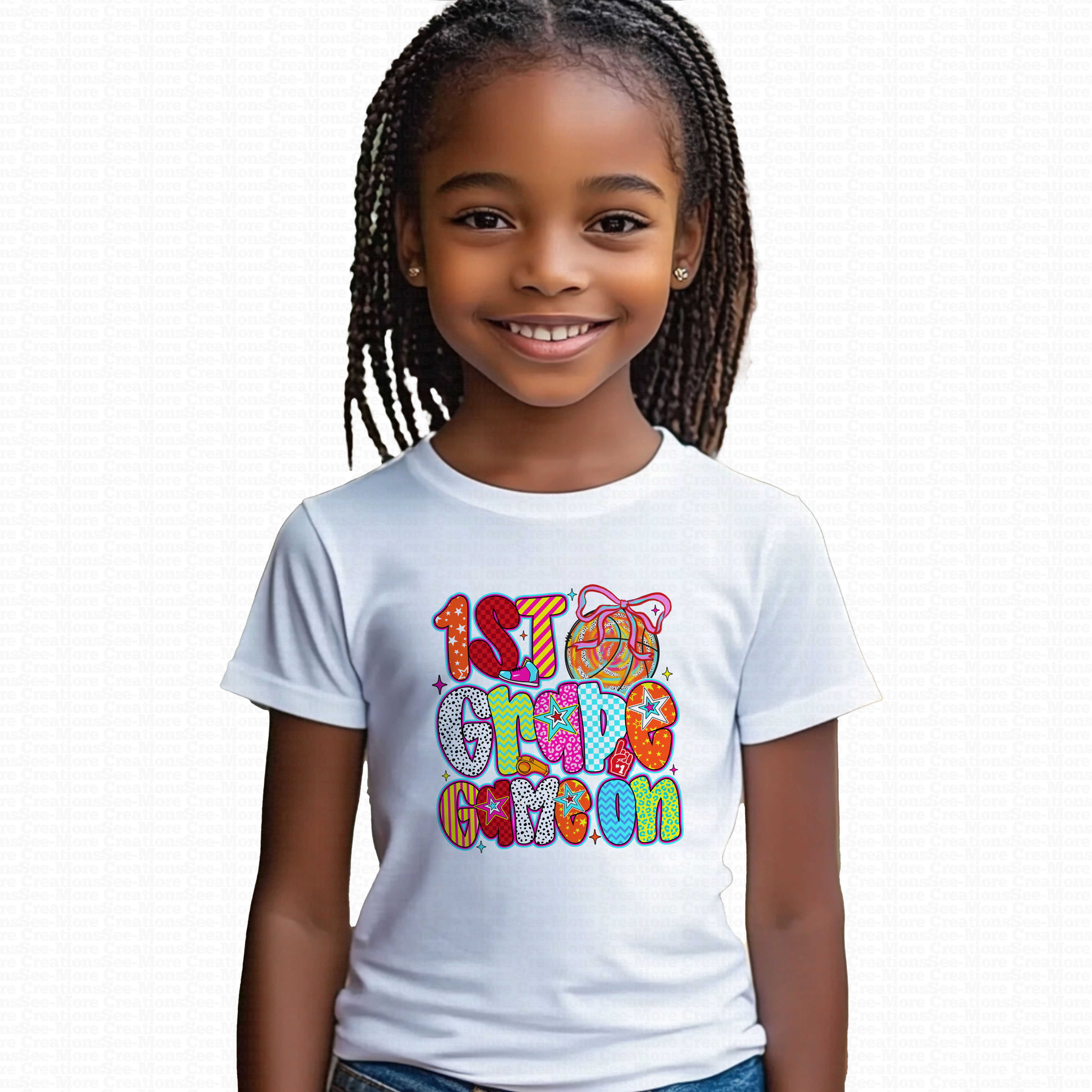 First Grade Game On #1 Girls Basketball School Shirt