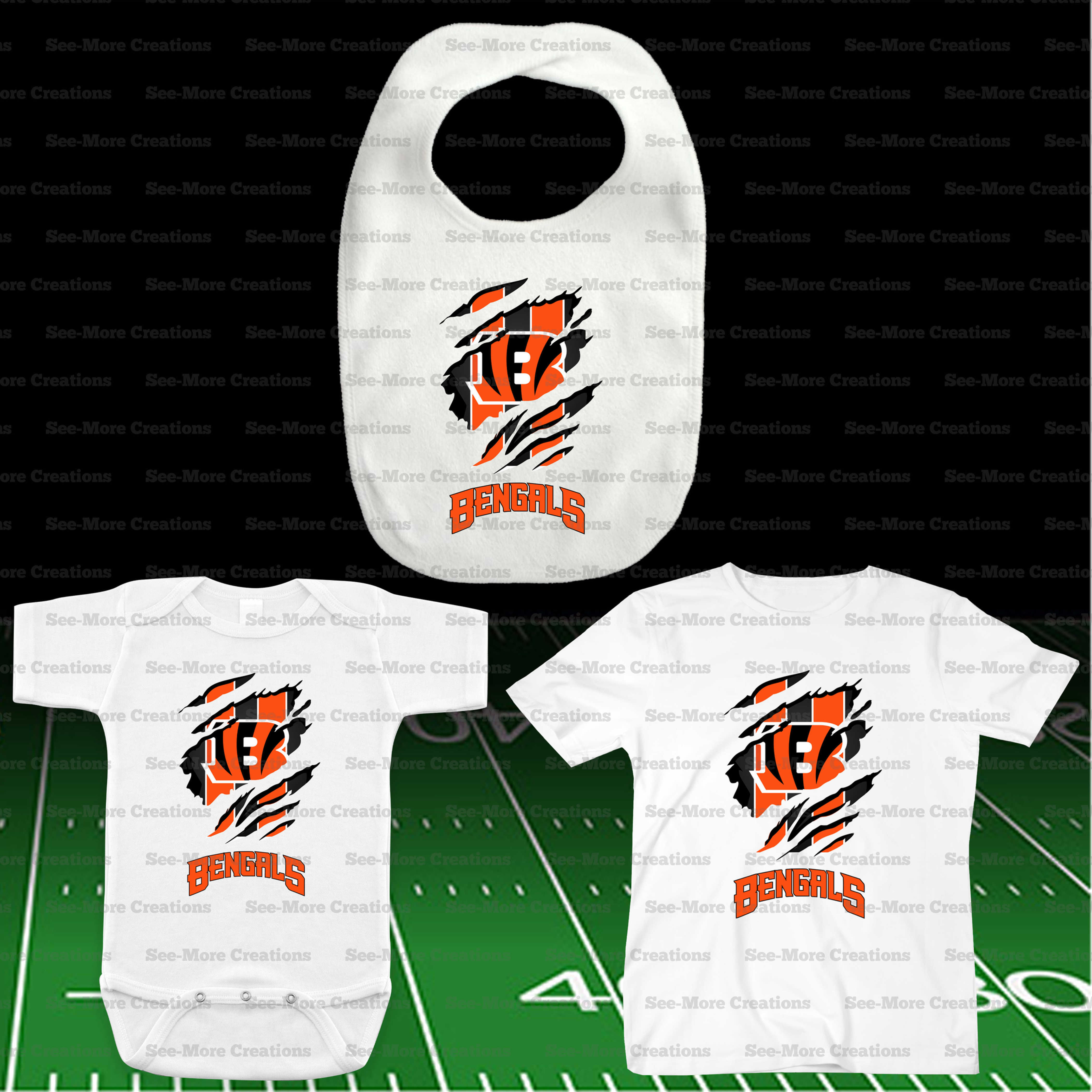 Cincinnati Bengals Claw Marks #2 Football Bib, Jumper & Shirt