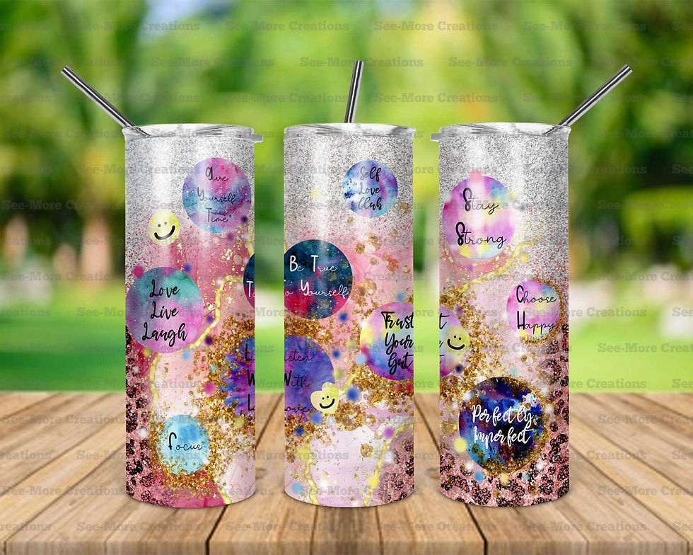 Self Love #3 Leopard Glitter Print Skinny Tumbler