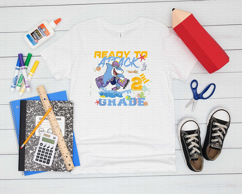 Miniatura: Ready To Attack Second Grade #4 Boys Shark School Shirt