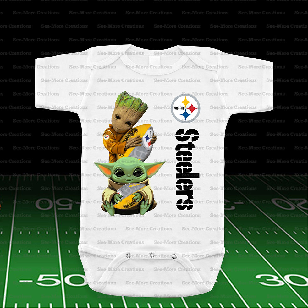 Thumbnail: Pittsburg Steelers Groot And Yoda Football Bib, Jumper & Shirt