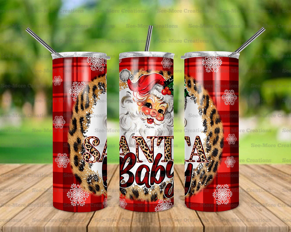 Santa Baby #1 Leopard Print Skinny, Sippy, Kids Tumble