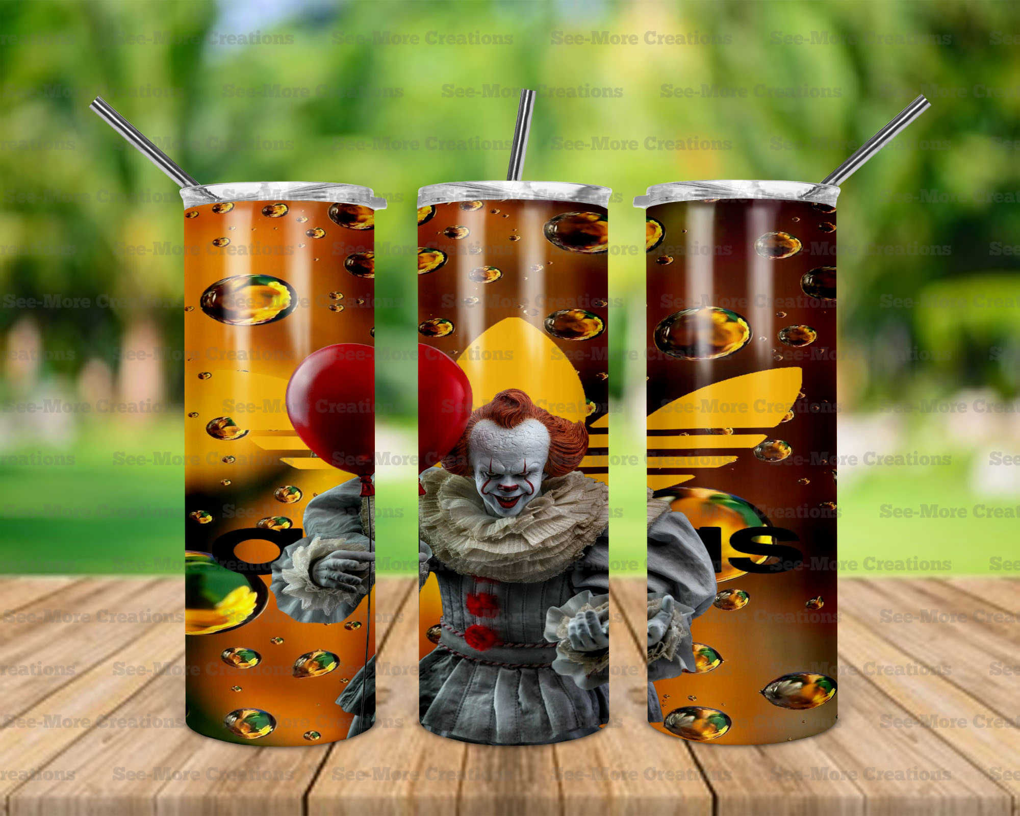 Pennywise #35 IT Adidas Scary Clown Skinny & Kids Tumblers