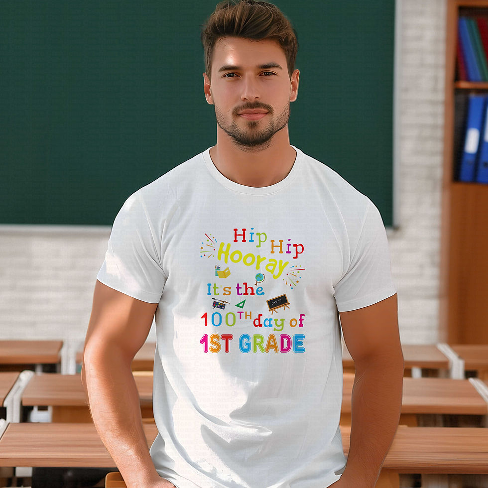 섬네일: Hip Hip It's The 100th Day Of First Grade #1 School Teacher Shirt