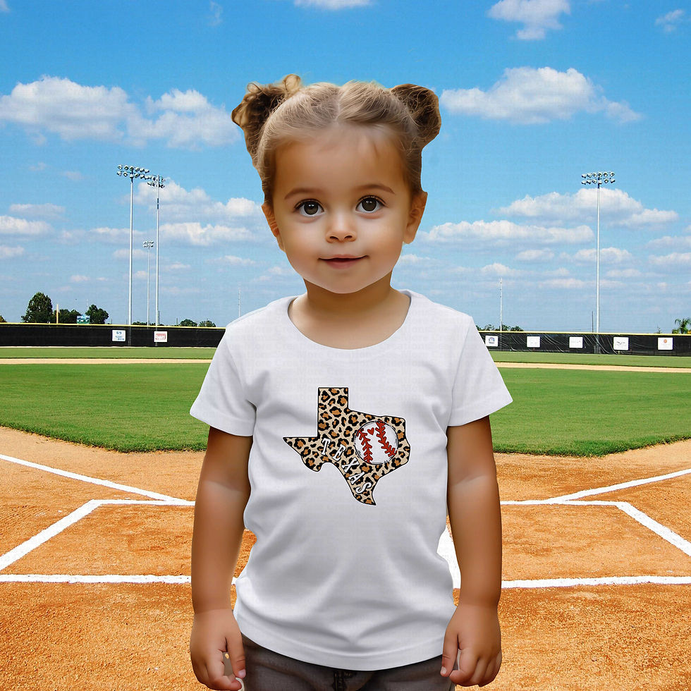 Miniature : Texas #1 Boys Or Girls Leopard Print Baseball Shirt