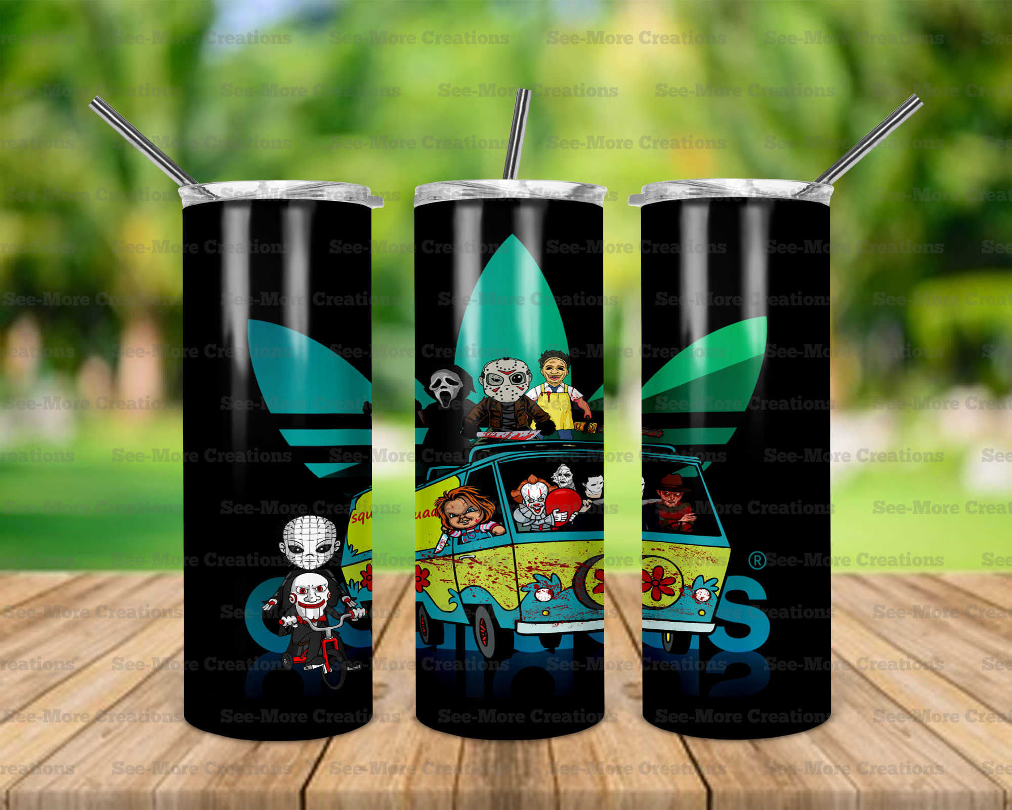 Horror Movie Characters #37 Adidas Myster Machine Skinny & Kids Tumblers