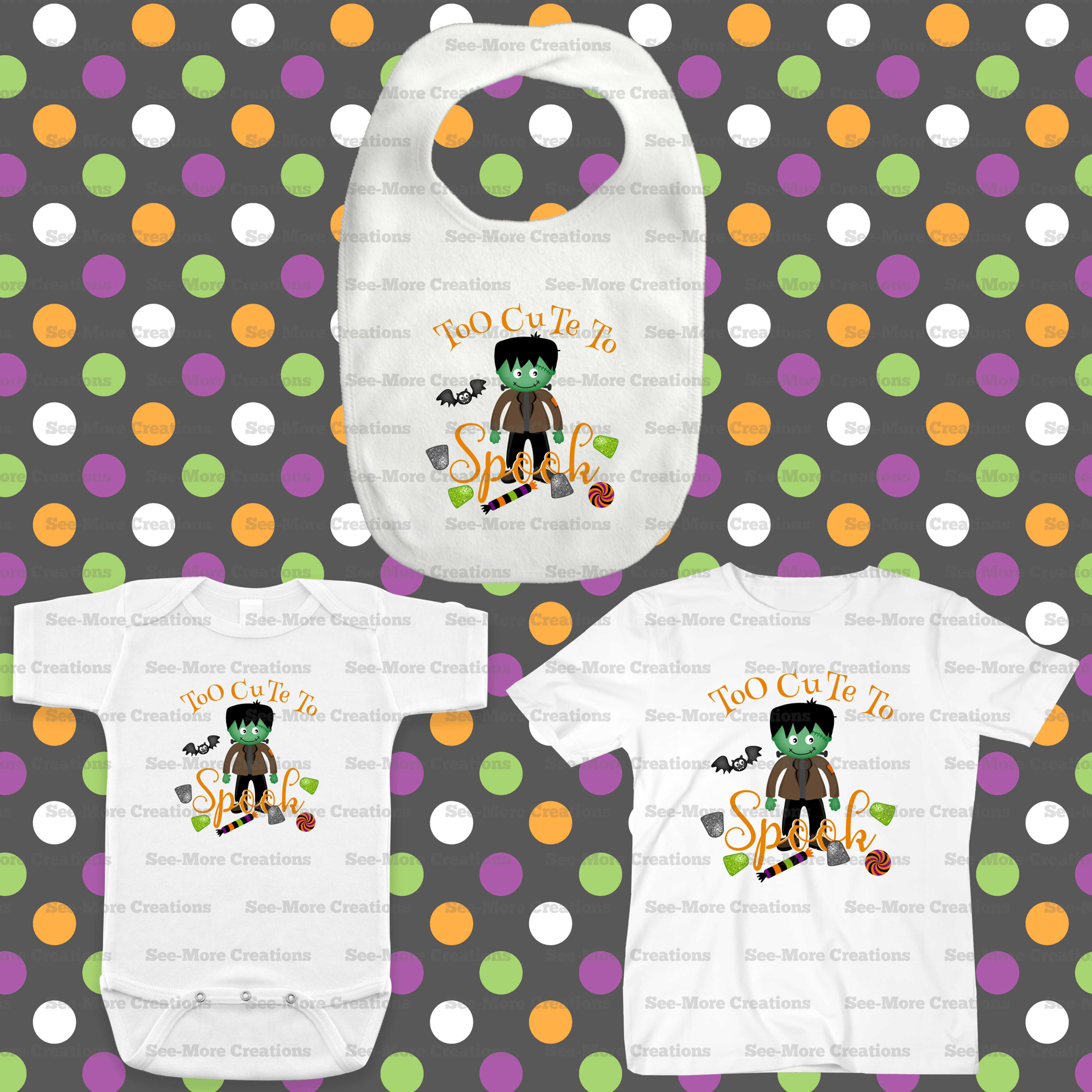 Too Cute To Spook #2 Halloween Bib, Jumpers & Shirts