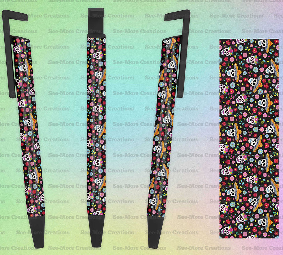 Sugar Skulls & Flowers #277 Personalize With Name Halloween Pen