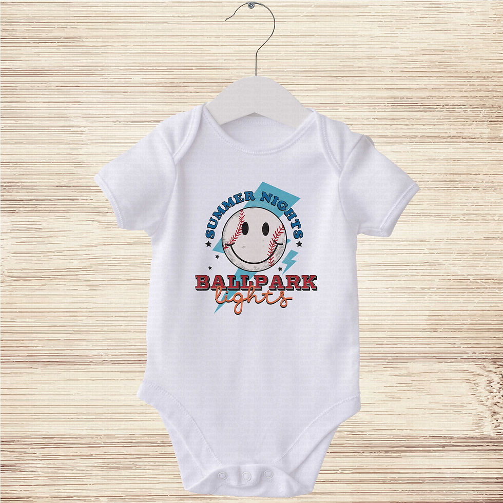 섬네일: Summer Nights Ballpark Lights #2 Boys Or Girls Baseball Bodysuit