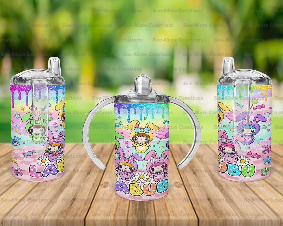 Thumbnail: Labubu #1 Candy Flowers Glitter Print Skinny, Sippy & Kids Tumblers
