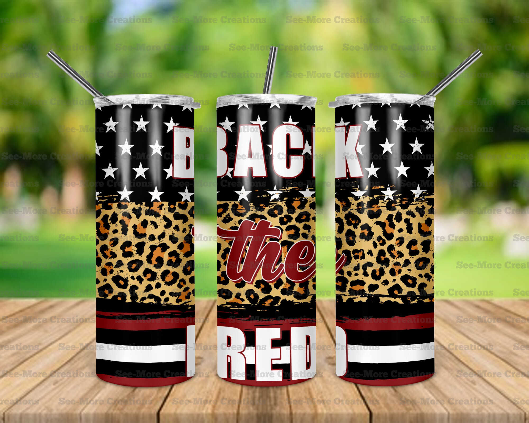 Back The Red #2 Leopard Print Skinny Tumbler
