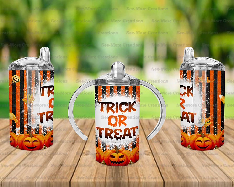 Thumbnail: Trick Or Treat #3 Pumpkins Skinny, Sippy & Kids Tumblers