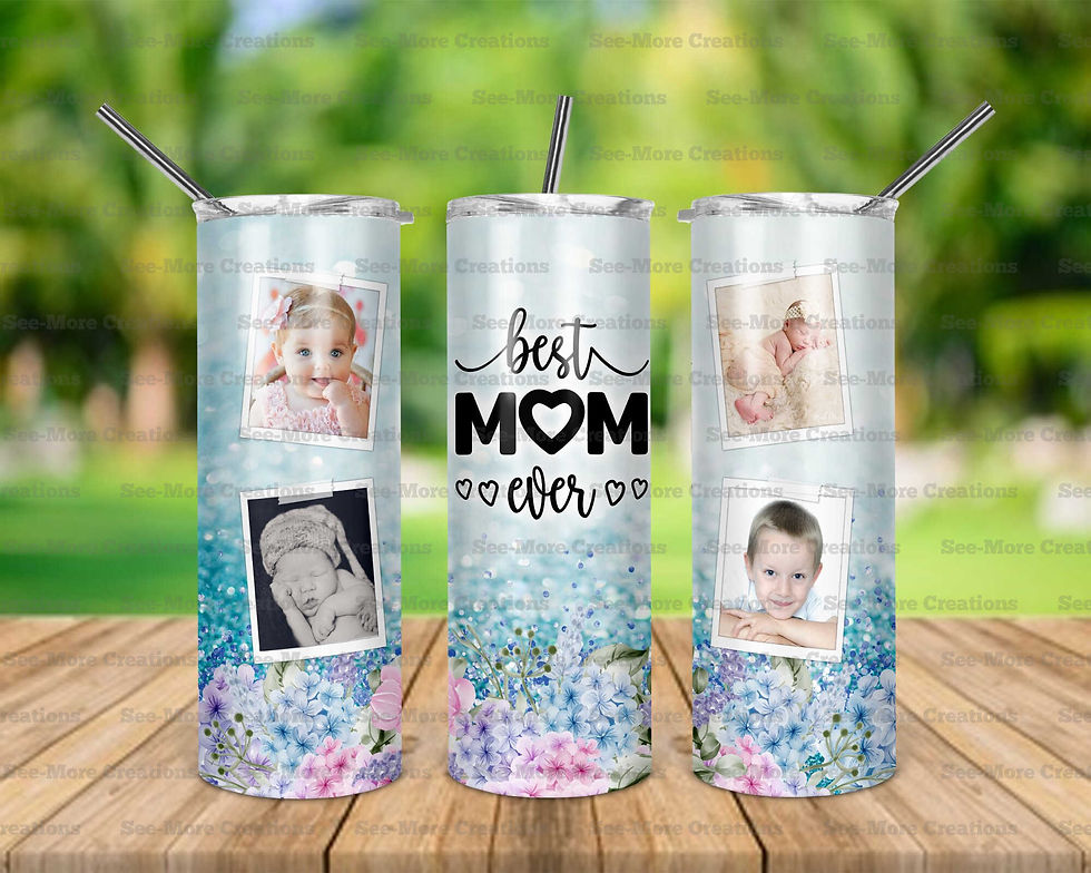 Best Mom Ever #8 Personalize With Photos Glitter Print Skinny Tumbler