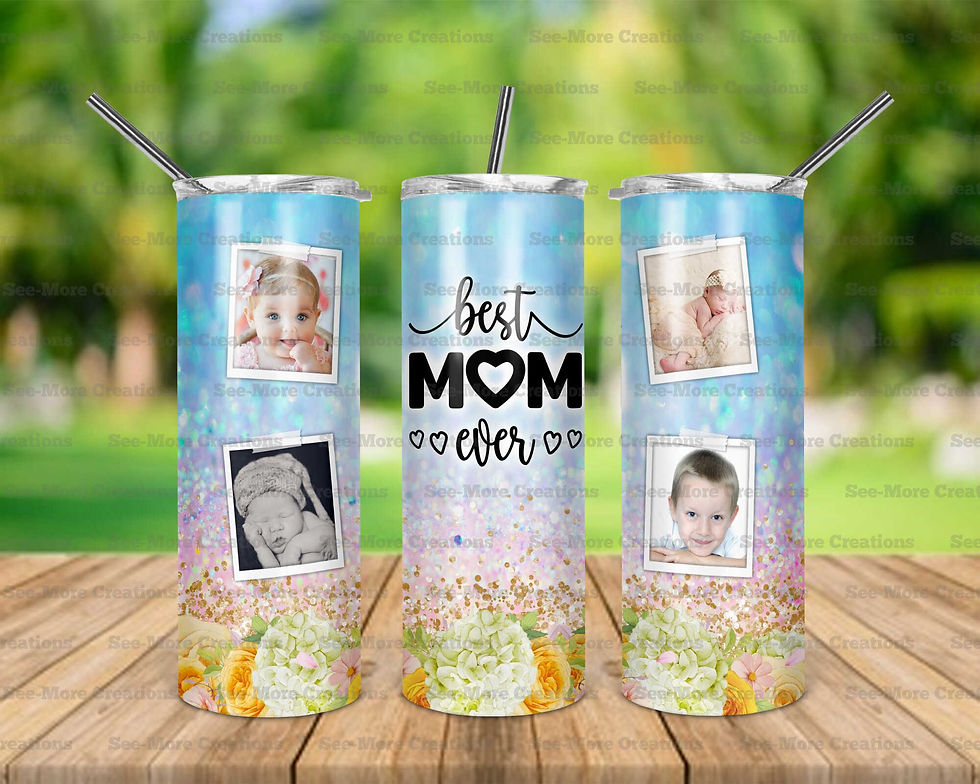 Best Mom Ever #10 Personalize With Photos Glitter Print Skinny Tumbler