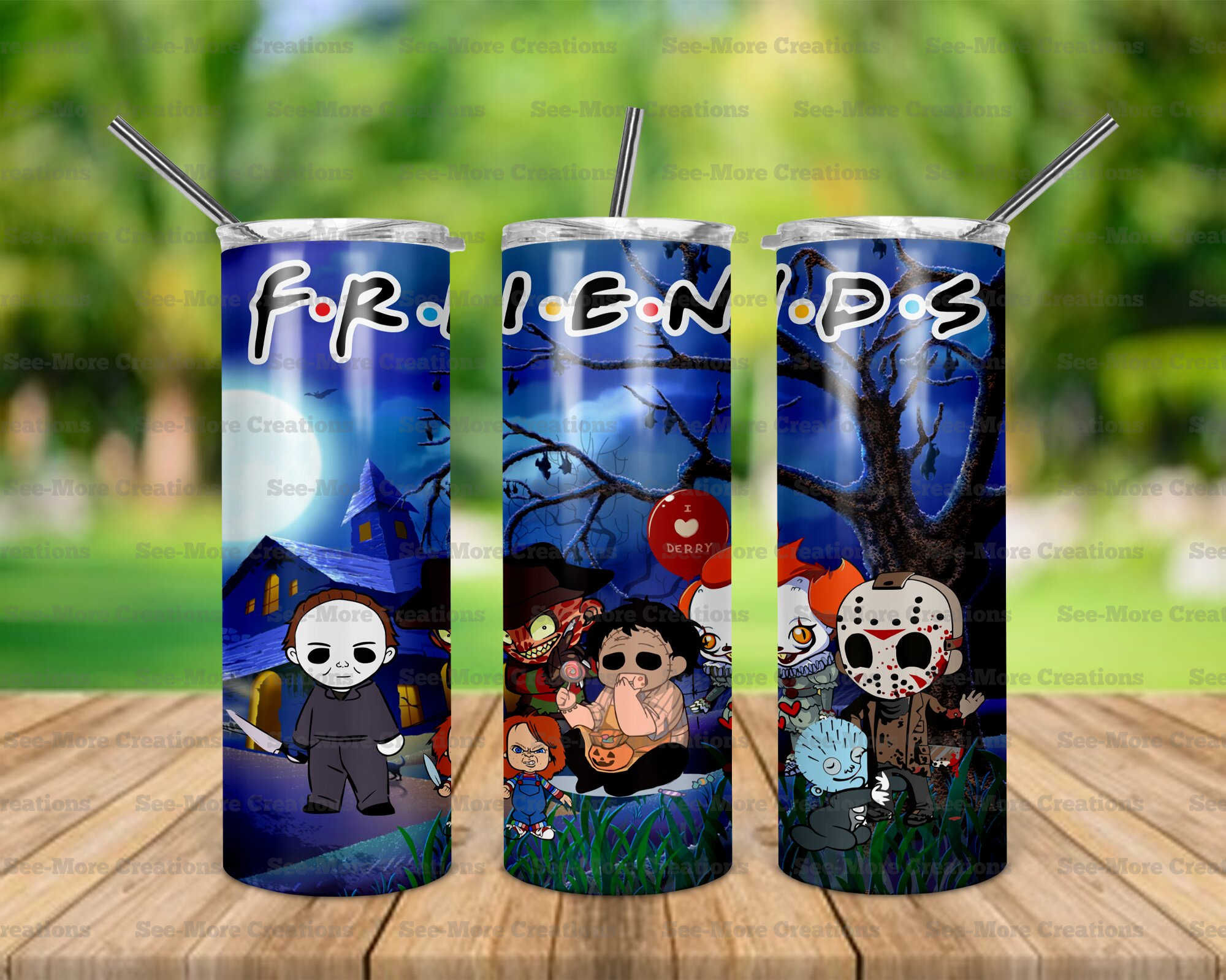Horror Movie Characters #12 FRIENDS Skinny & Kids Tumblers