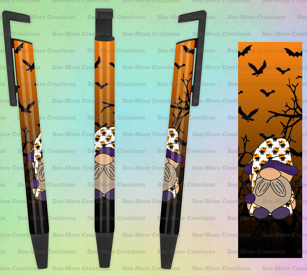 Gnome With A Black Cats Night Cap #222 Spooky Night Halloween Pen