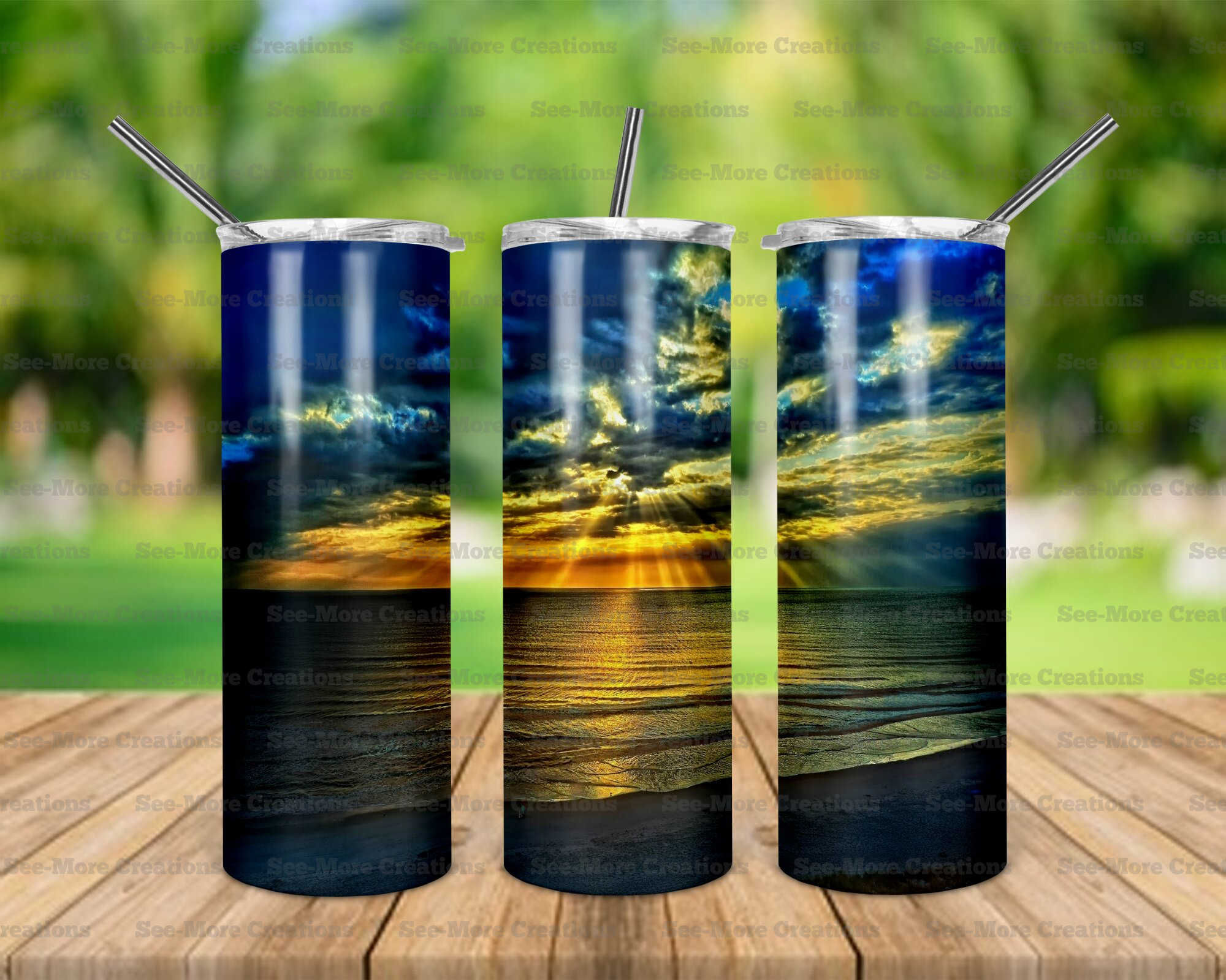Ocean & Peeking Sun #9 Skinny Tumbler