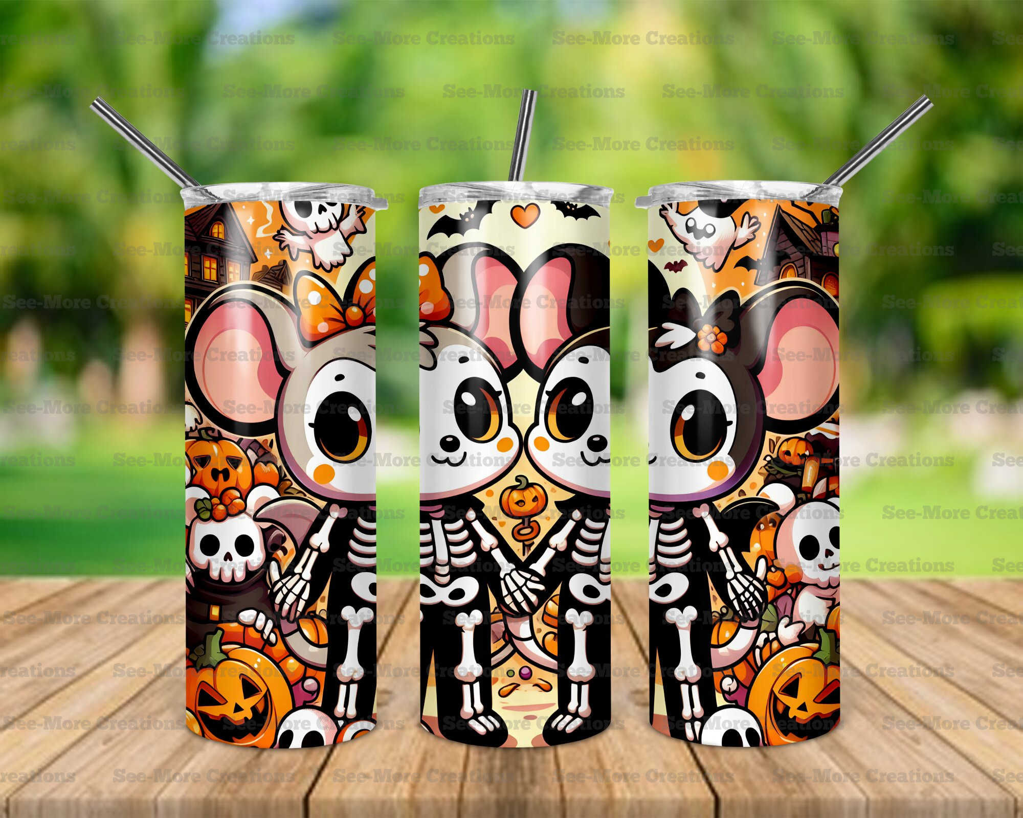 Mr. & Mrs. Mouse Skeletons #1 Halloween Skinny, Sippy & Kids Tumblers