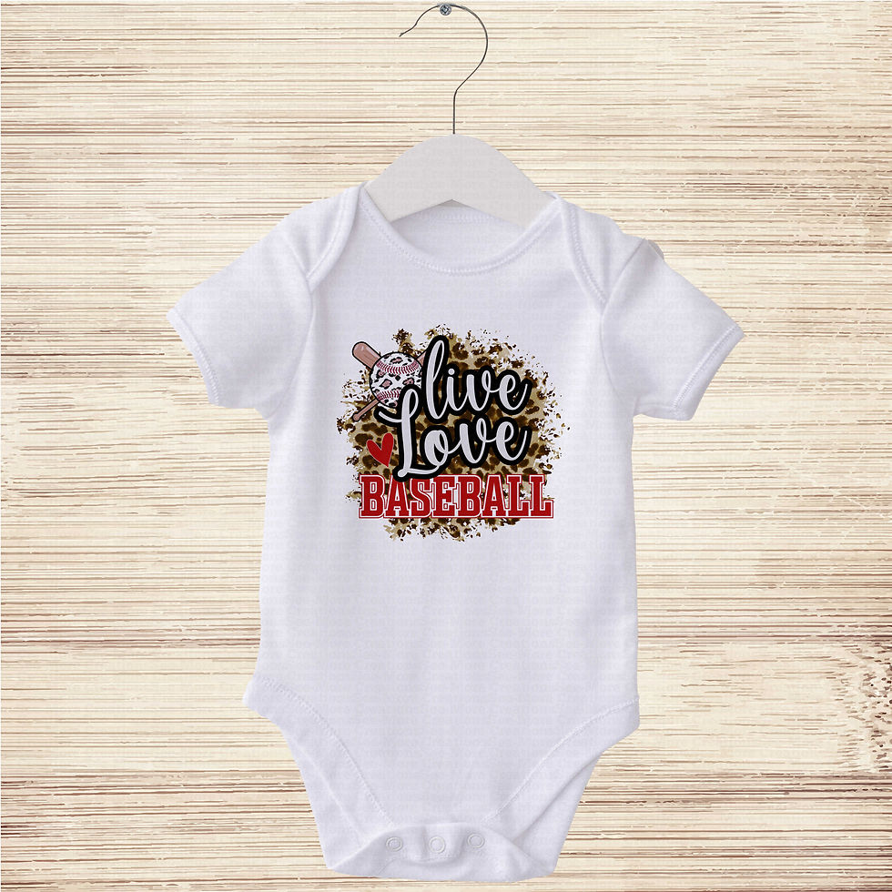 Miniatura: Live Love Baseball #1 Girls Leopard Print Baseball Bodysuit