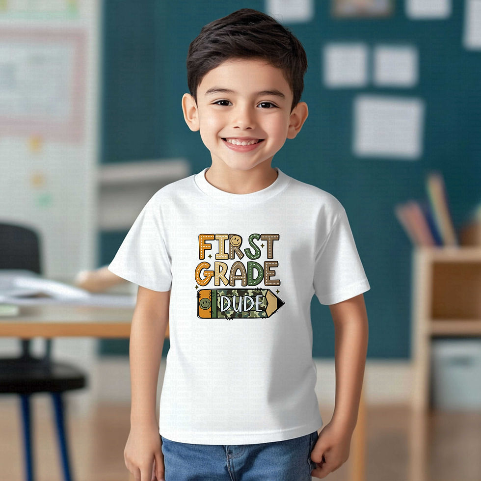Thumbnail: First Grade Dude #3 Boys Camo Pencil School Shirt