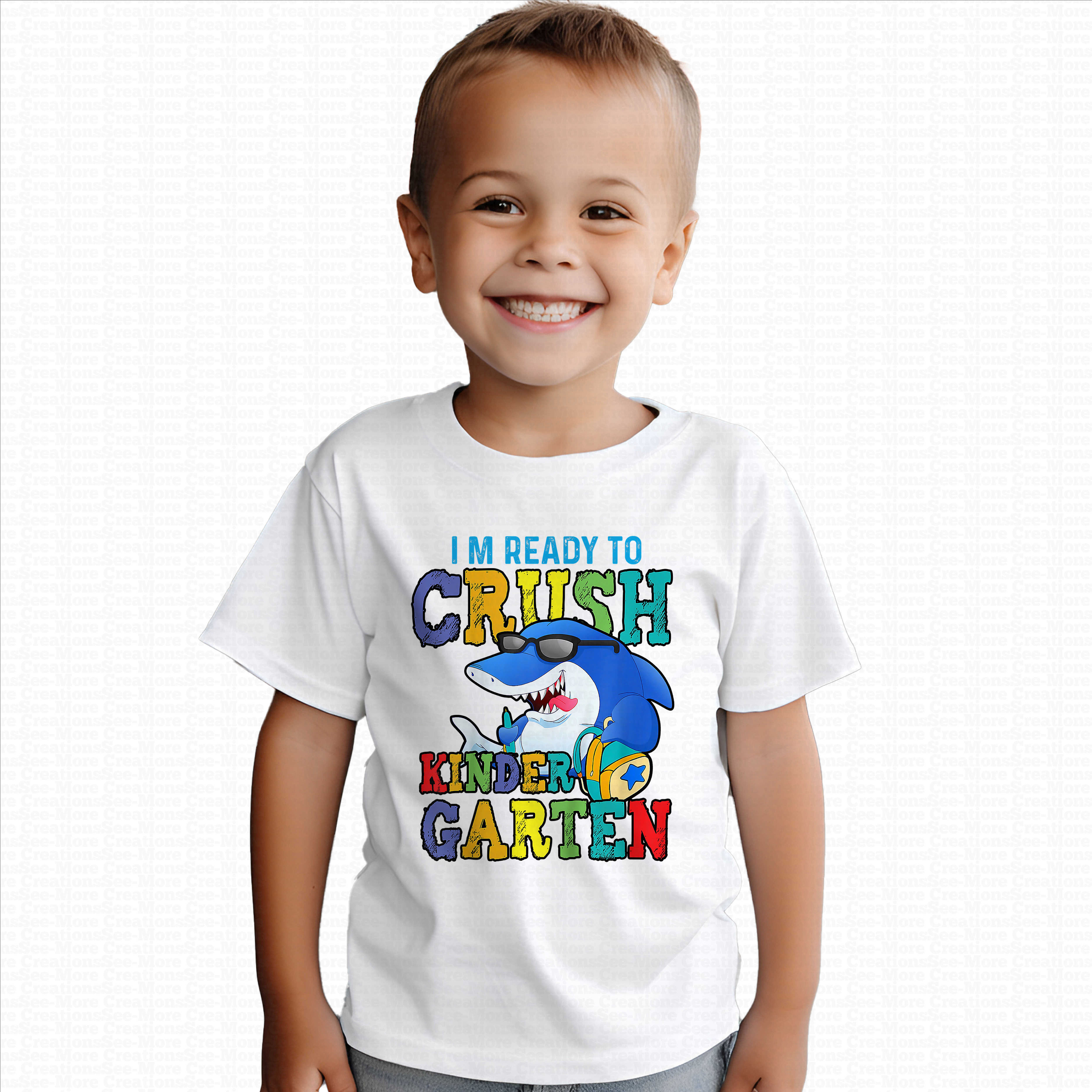 I'm Ready To Crush Kindergarten #8 Boys Or Girls Shark School Shirt