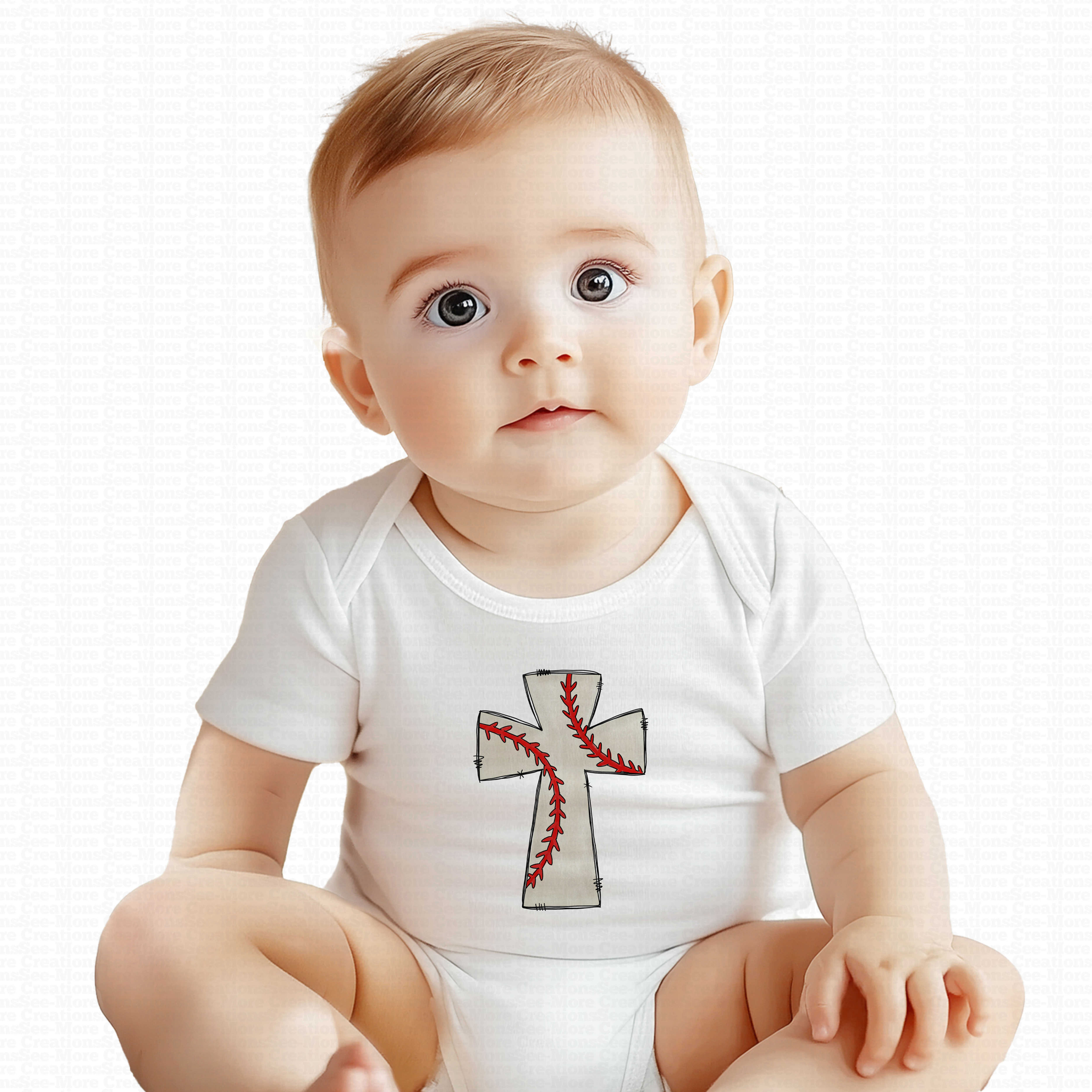 Baseball Cross #1 Boys Or Girls Baseball Bodysuit
