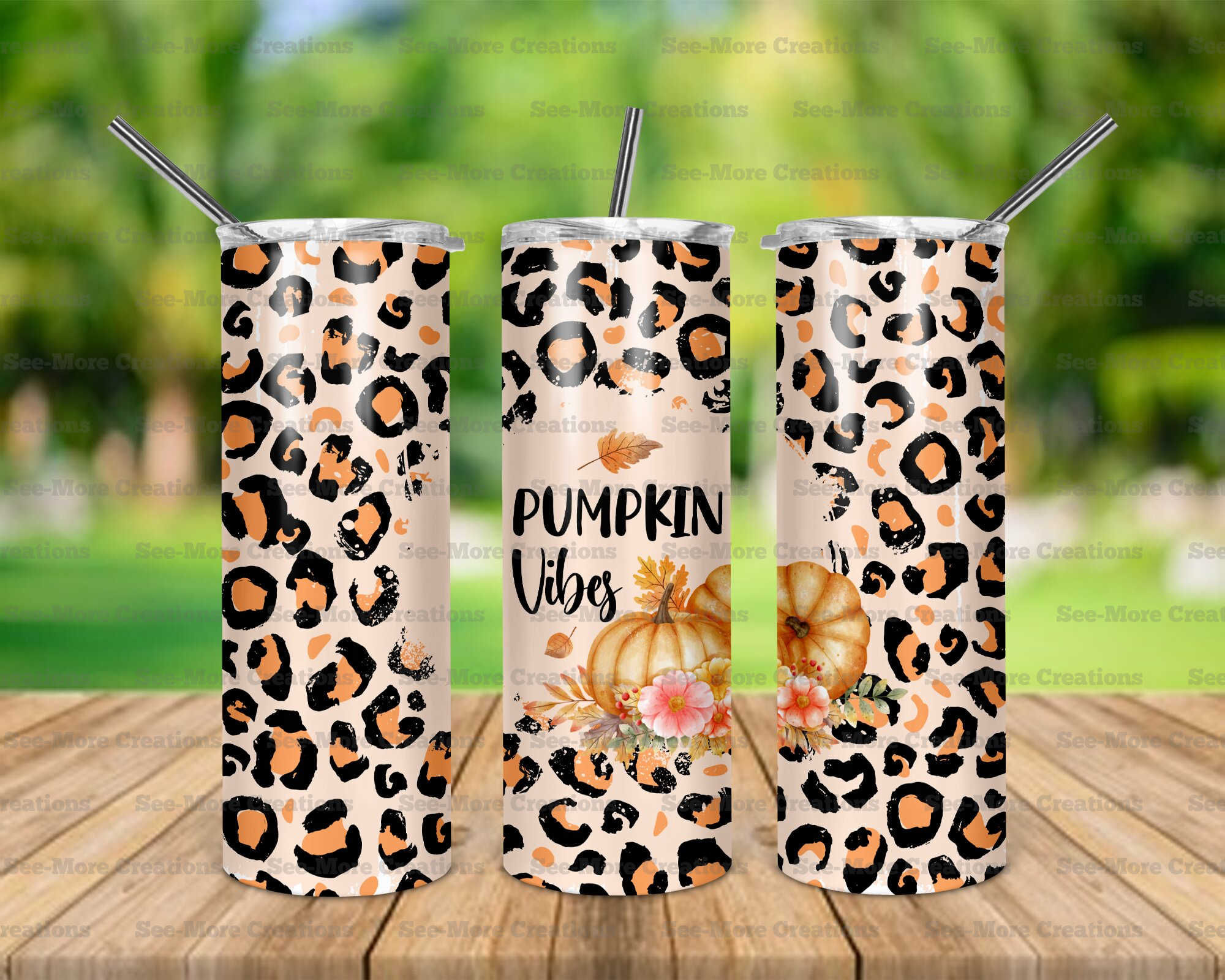Pumpkin Vibe #1 Leopard Print Skinny Tumbler