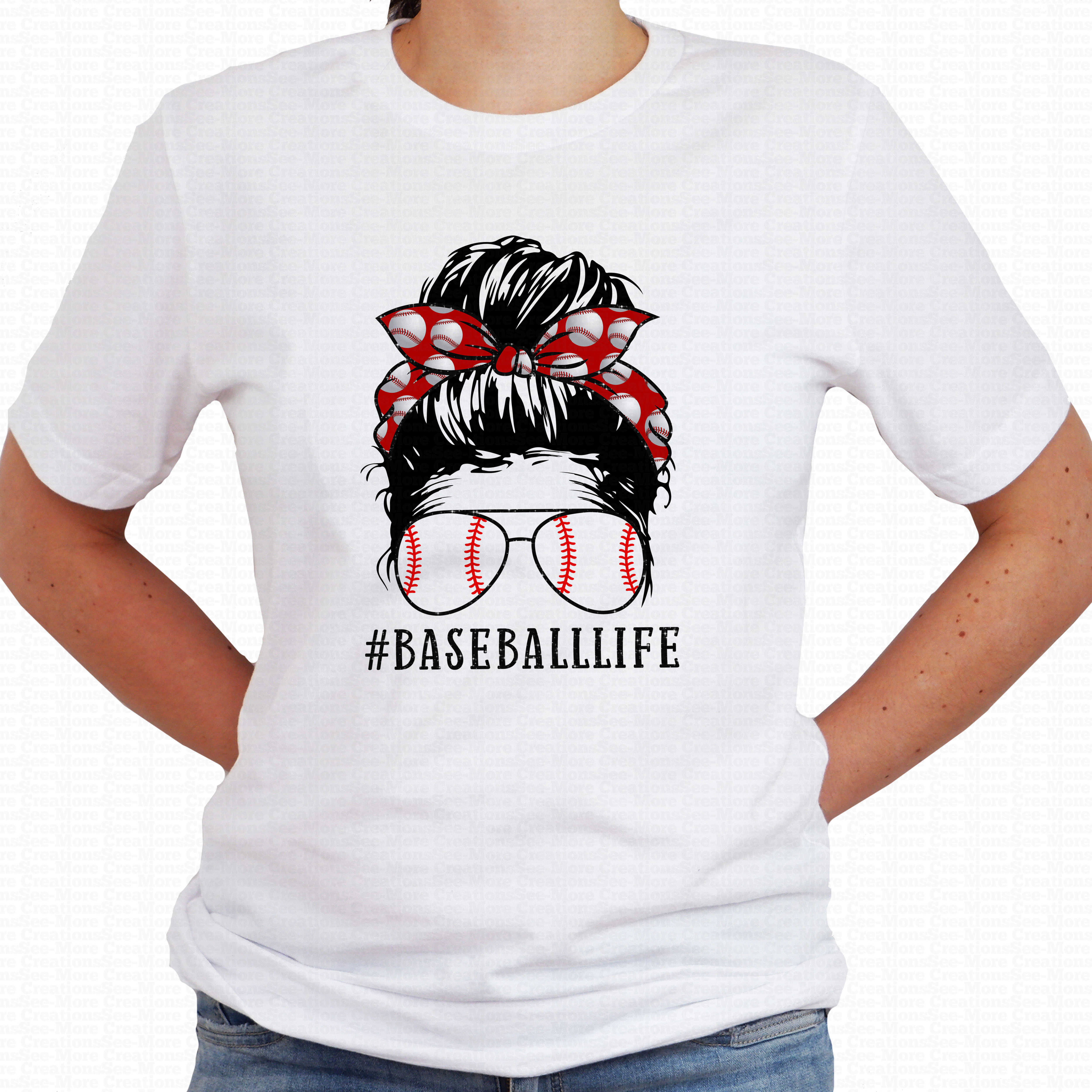 Baseball Life #2 Women's Messy Bun Baseball Shirt