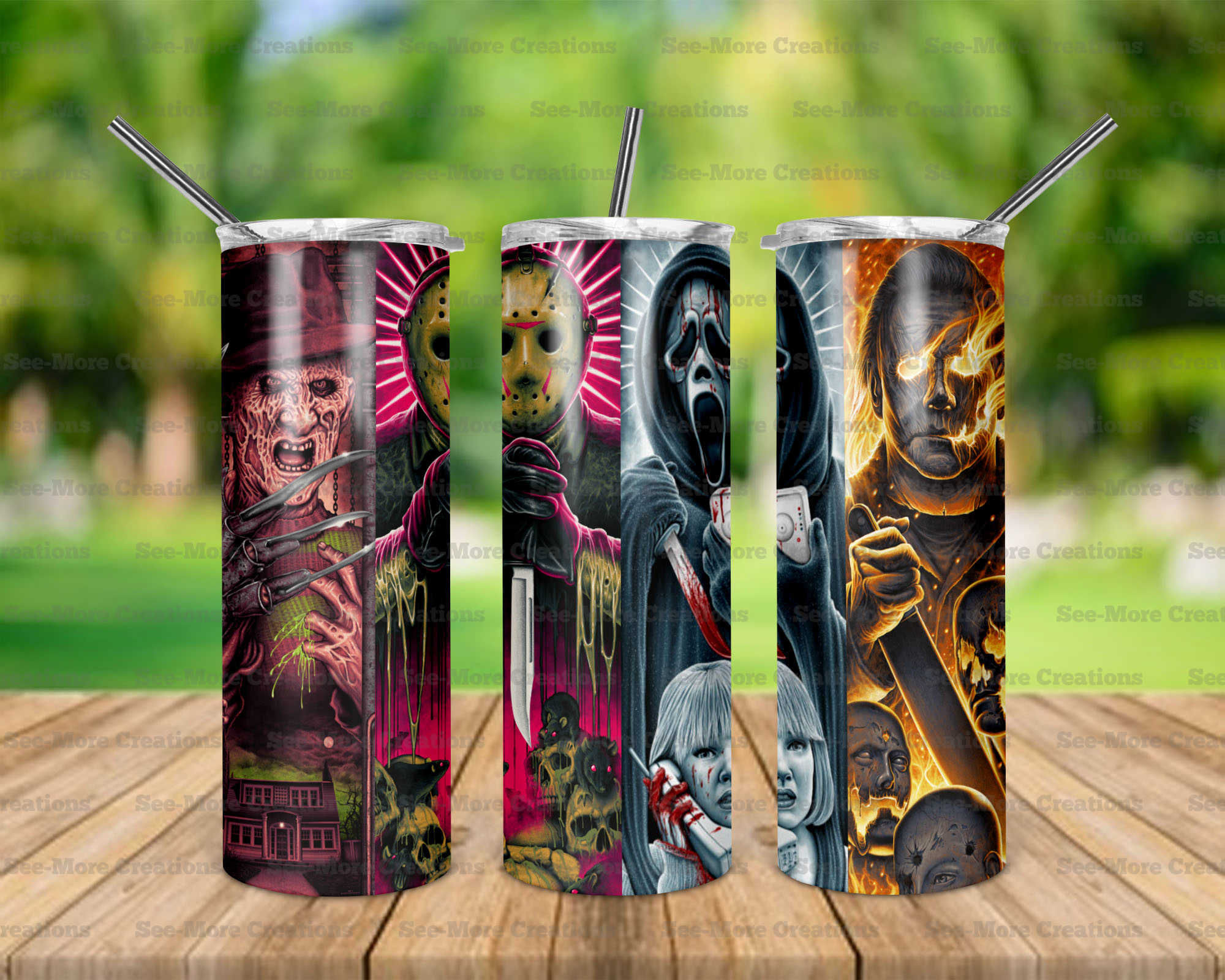 Horror Movie Characters #44 Jason, Michael, Ghostface, Skinny & Kids Tumblers
