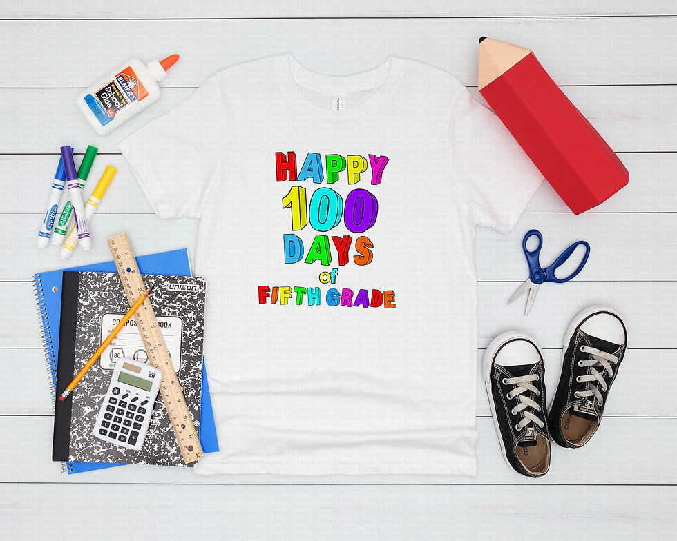 Miniatura: Happy 100 Days Of Fifth Grade #1 Boys Or Girls School Shirt