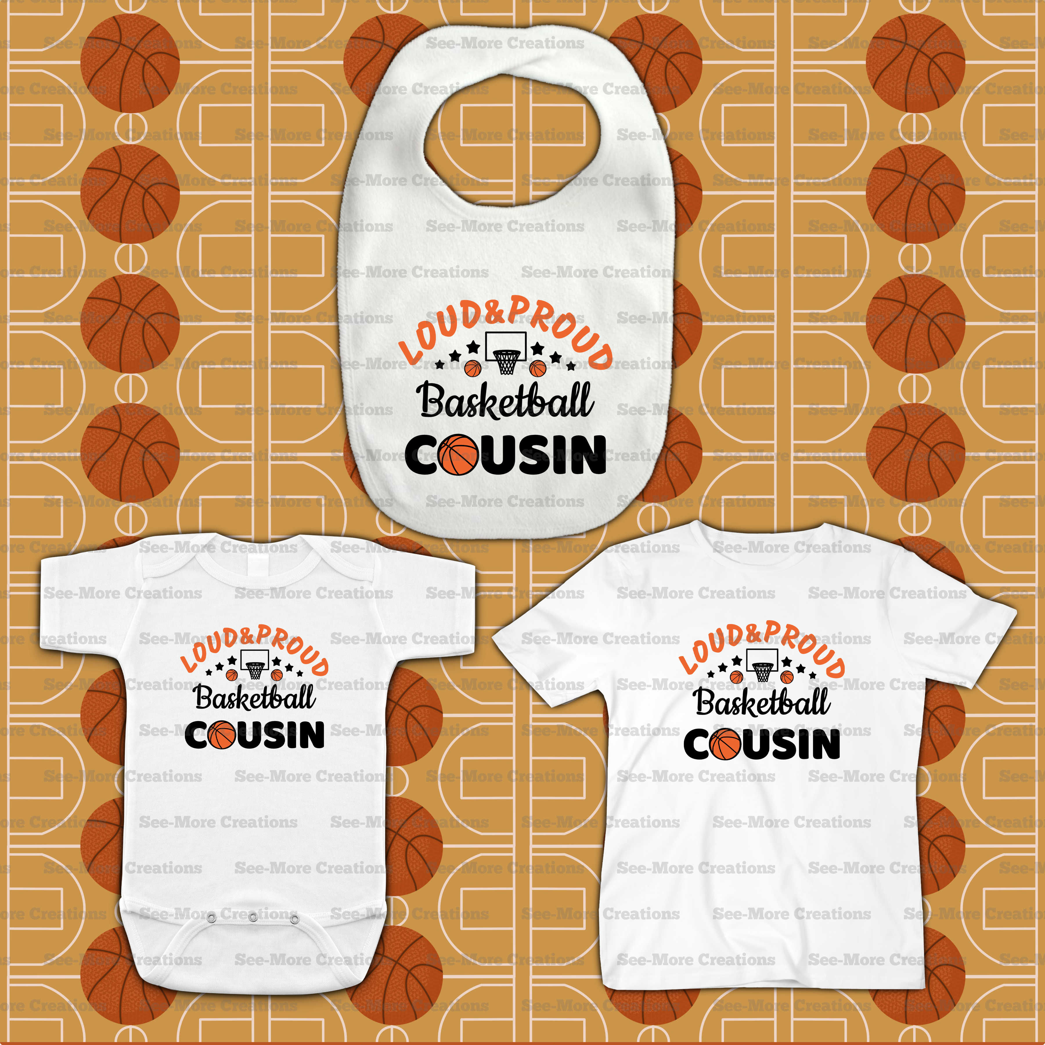 Loud & Proud Basketball Cousin Bib, Jumper & Shirt