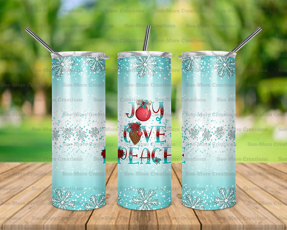 Joy Love Peace #2 Snowflakes Skinny Tumbler
