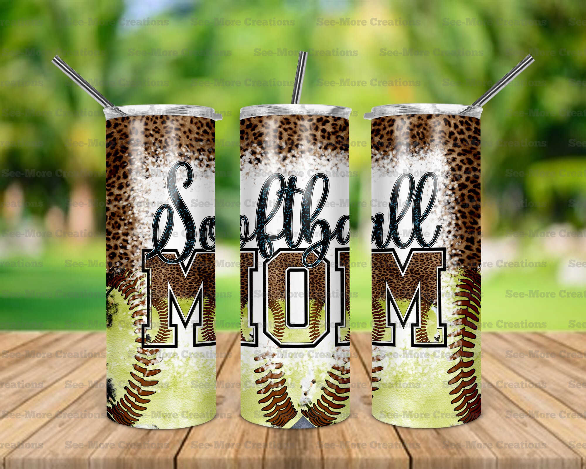 Softball Mom #36 Leopard Print Skinny Tumbler