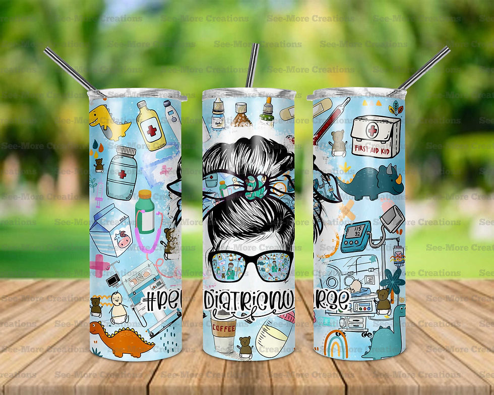 Pediatric Nurse #1 Messy Bun Skinny Tumbler