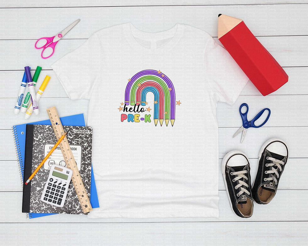Thumbnail: Hello Pre-K #21 Girls Rainbow Pencils School Shirt