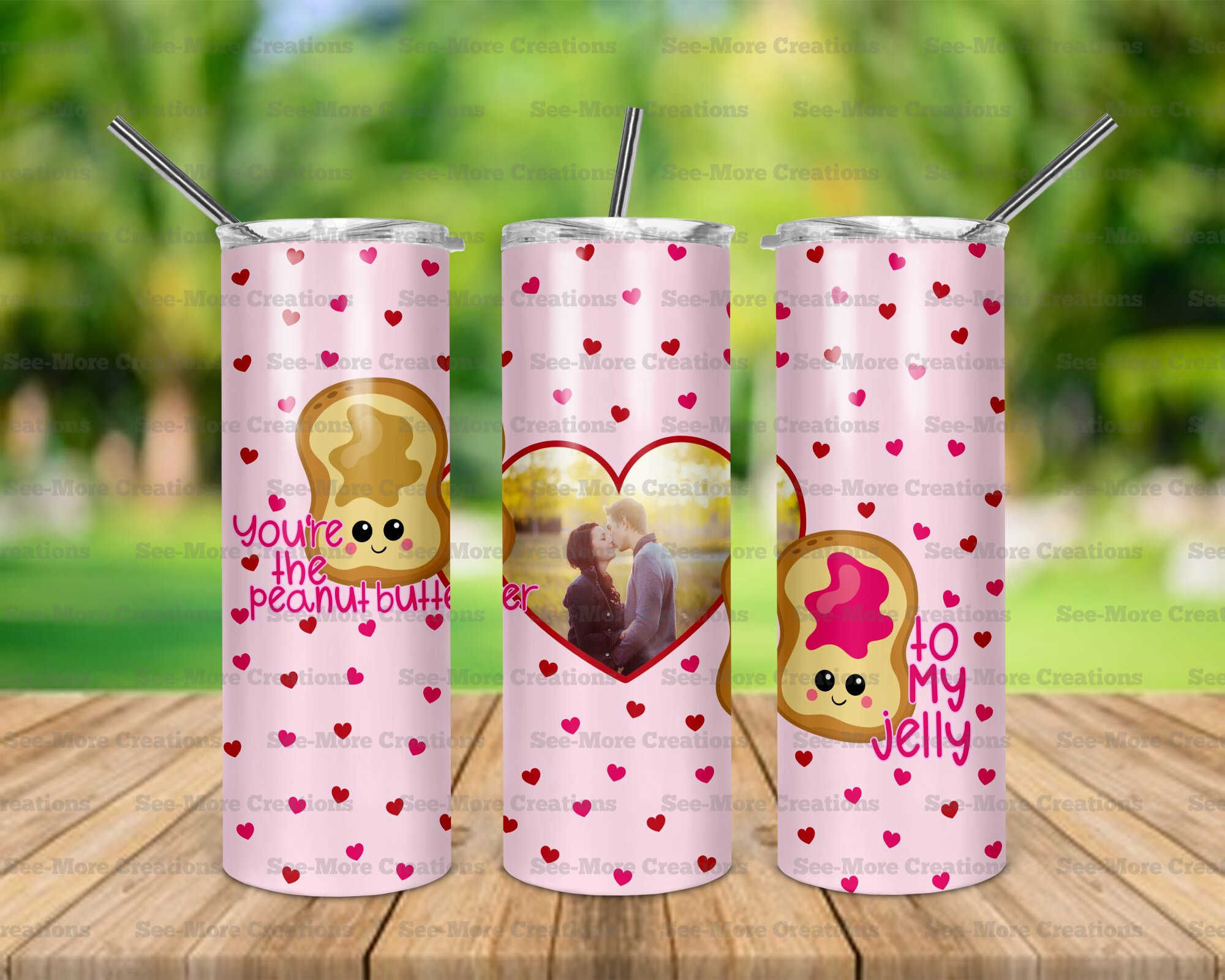 You're The Peanut Butter To My Jelly #1 Personalize With Photo Skinny Tumbler
