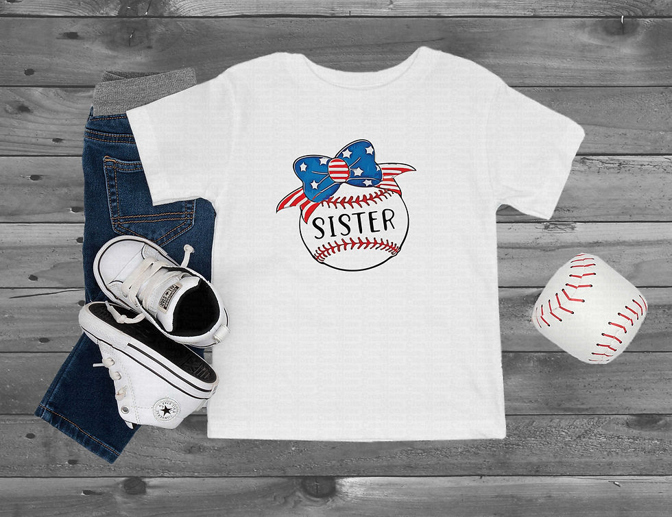 Thumbnail: Baseball Sister #5 Girls Red White Blue Baseball Shirt