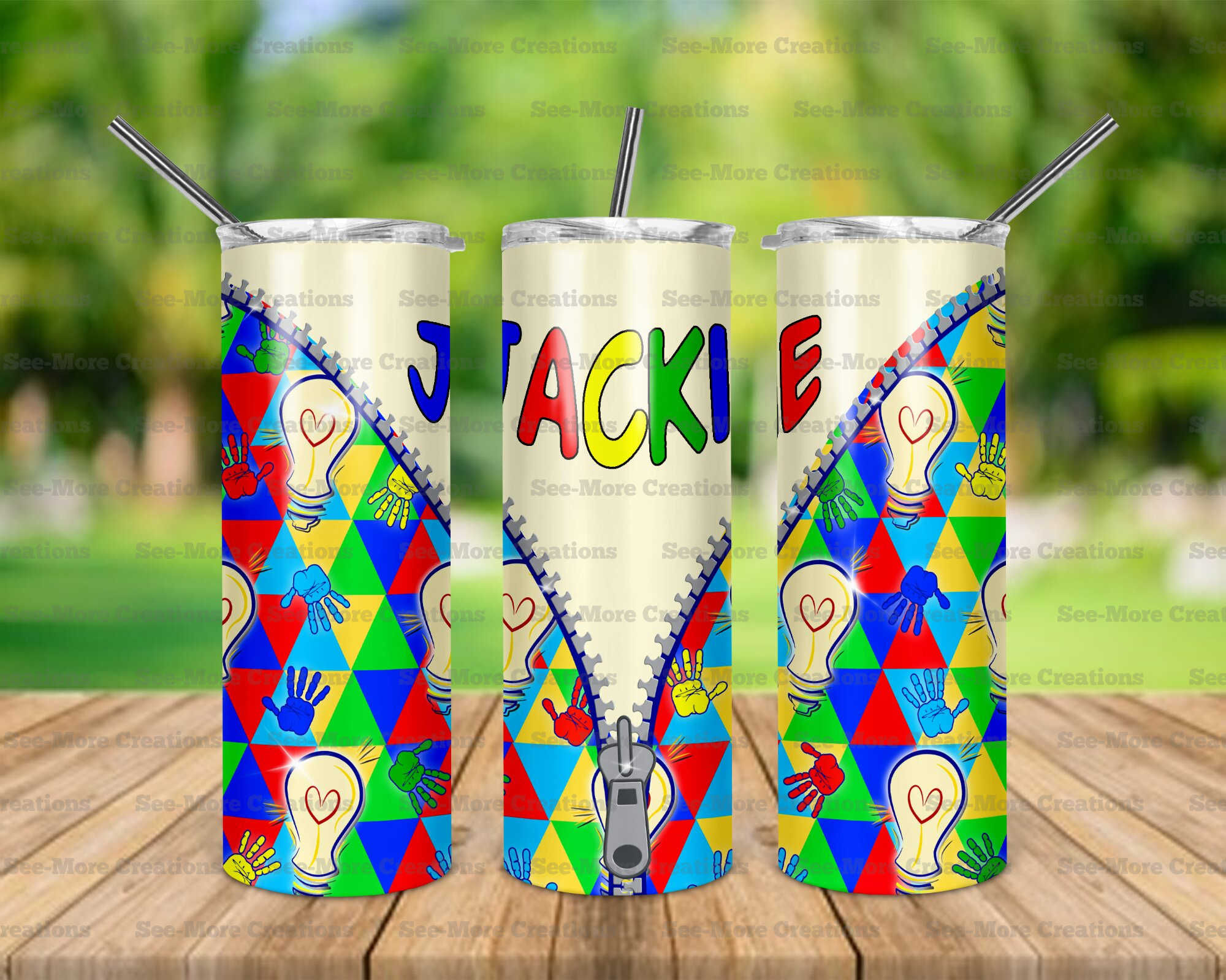 Autism #3 Personalized Zipper Skinny, Sippy & Kids Tumblers