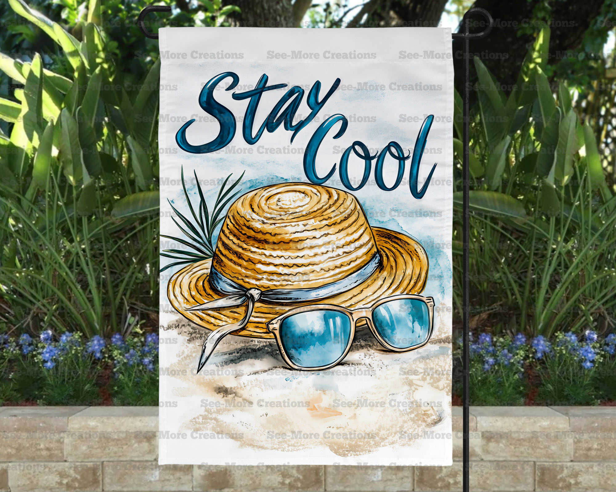 Stay Cool #1 Hat & Sunglasses On The Beach Garden Flag