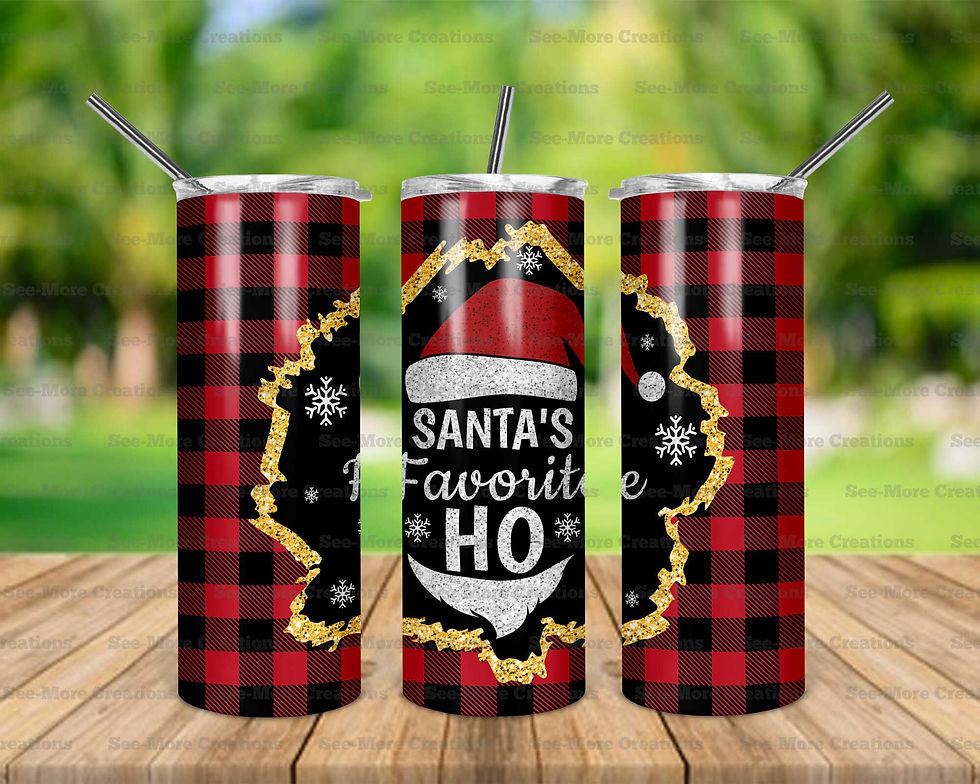 Santa's Favorite Ho #7 Glitter Print Skinny Tumbler