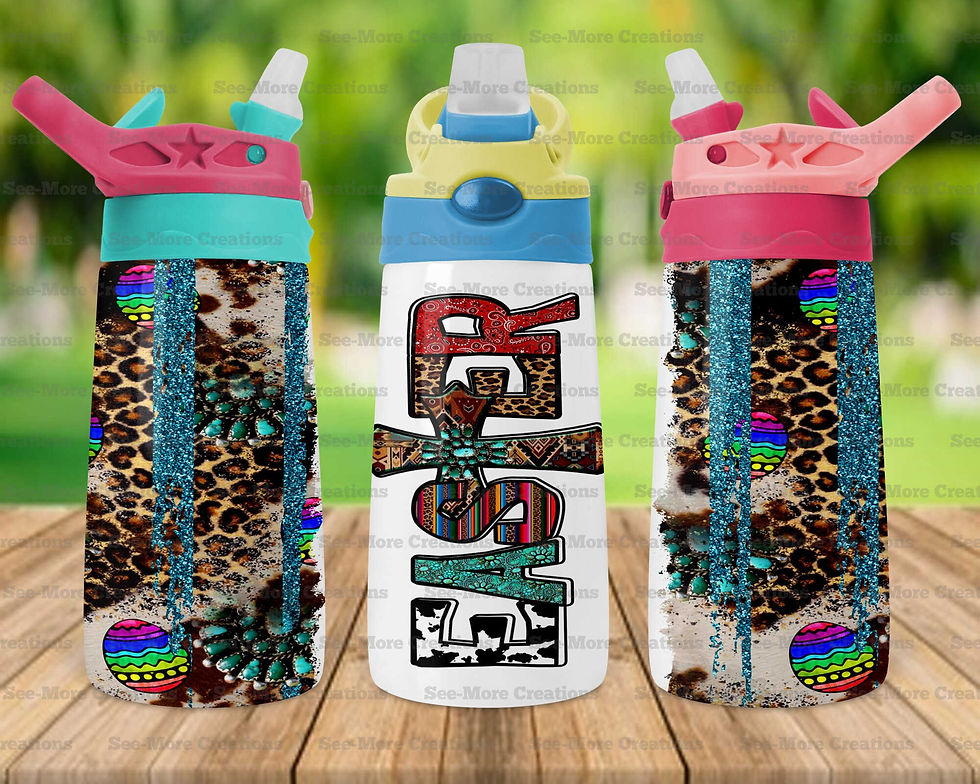 Thumbnail: Easter #1 Western Leopard Print Glitter Print Skinny, Sippy & Kids Tumblers