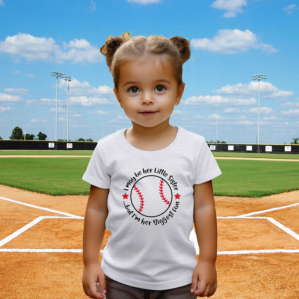 縮圖：I May Be Her Little Sister But I'm Her Biggest Fan #1 Girls Baseball Shirt
