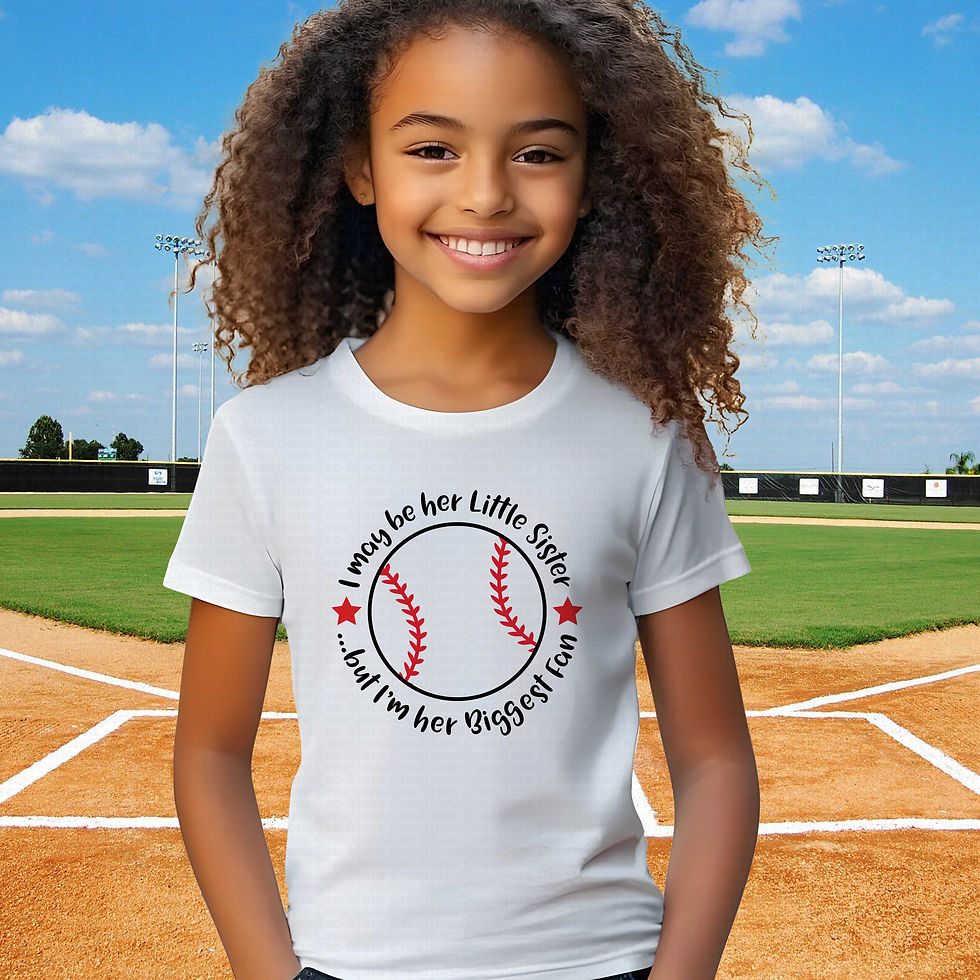Thumbnail: I May Be Her Little Sister But I'm Her Biggest Fan #1 Girls Baseball Shirt